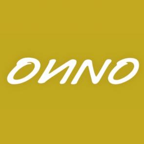 white stylized font spelling out "ONNO" on a square, gold background